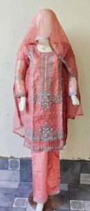 3 PCs Organza Ready to Wear for Girls and Women